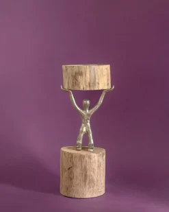 Orion- Wood Men Candle Stand - Medium