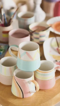 Pastel Perfection Handpainted Mugs - Set Of 4