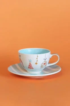 Peaches And Cream Handpainted Ceramic Teacups & Saucers - Set Of 4