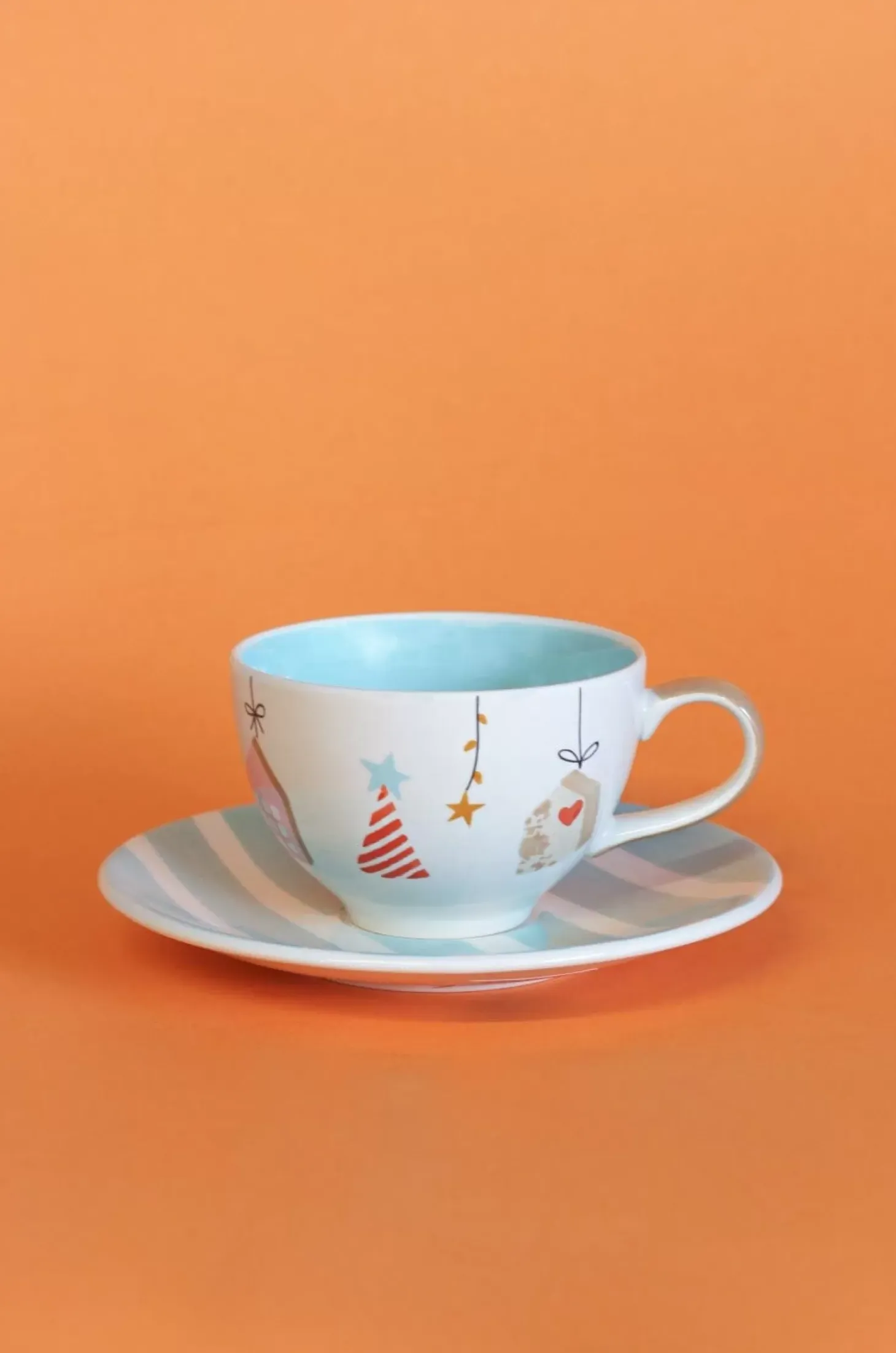 Peaches And Cream Handpainted Ceramic Teacups & Saucers - Set Of 4