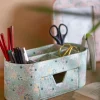 Pearlised Paper Leather 7 In 1 Desk Organiser- Garden Fog