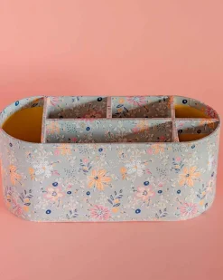 Pearlised Paper Leather 7 In 1 Desk Organiser- Garden Fog