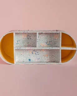 Pearlised Paper Leather 7 In 1 Desk Organiser- Garden Fog