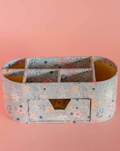 Pearlised Paper Leather 7 In 1 Desk Organiser- Garden Fog