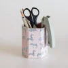 Pearlised Paper Leather Foldable Pen Holder - Pink Safari