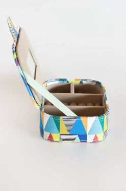 Pearlised Paper Leather Jewellery Box Large- Kaleidoscope