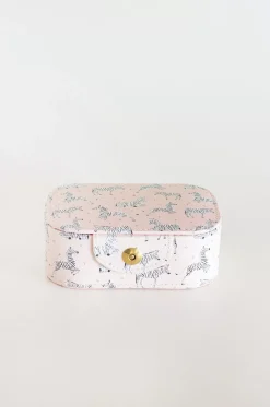Pearlised Paper Leather Jewellery Box Medium- Pink Safari