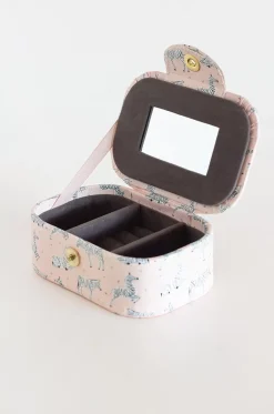 Pearlised Paper Leather Jewellery Box Medium- Pink Safari