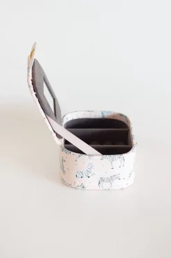 Pearlised Paper Leather Jewellery Box Medium- Pink Safari