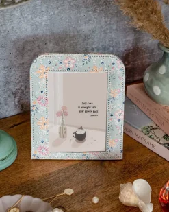 Pearlised Paper Leather Photoframe - Garden Fog