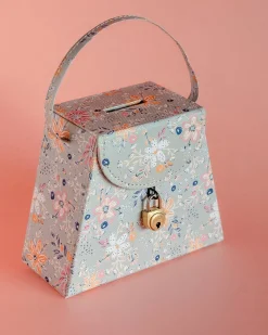 Pearlised Paper Leather Triangle Piggy Bank - Garden Fog