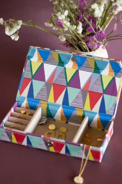 Pearlised Paper Leather Travel Jewelley Box- Kaleidoscope