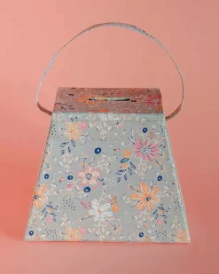 Pearlised Paper Leather Triangle Piggy Bank - Garden Fog