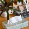 Pearlised Paper Leather Tissue Box- Garden Fog