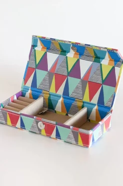 Pearlised Paper Leather Travel Jewelley Box- Kaleidoscope