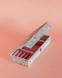 Pearlised Paper Leather Travel Jewelley Box- Garden Fog