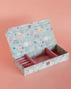 Pearlised Paper Leather Travel Jewelley Box- Garden Fog
