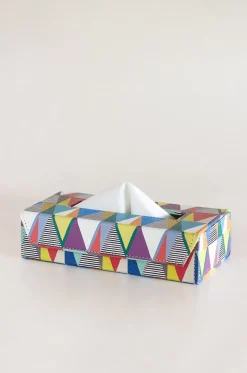 Pearlised Paper Leather Tissue Box- Kaleidoscope