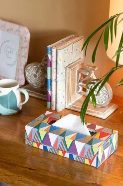 Pearlised Paper Leather Tissue Box- Kaleidoscope