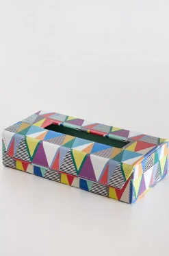 Pearlised Paper Leather Tissue Box- Kaleidoscope