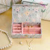Pearlised Paper Leather Travel Jewellery Box Small - Garden Fog