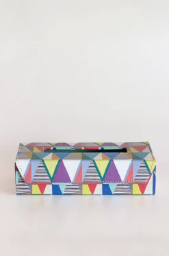 Pearlised Paper Leather Tissue Box- Kaleidoscope