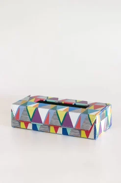Pearlised Paper Leather Tissue Box- Kaleidoscope