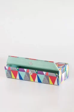 Pearlised Paper Leather Tissue Box- Kaleidoscope