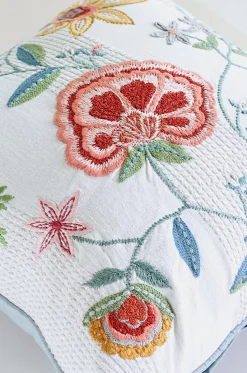 Peony Embroidered Cushion Cover