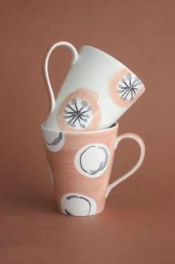 Persimmon Handpainted Ceramic Mugs - Set Of 2
