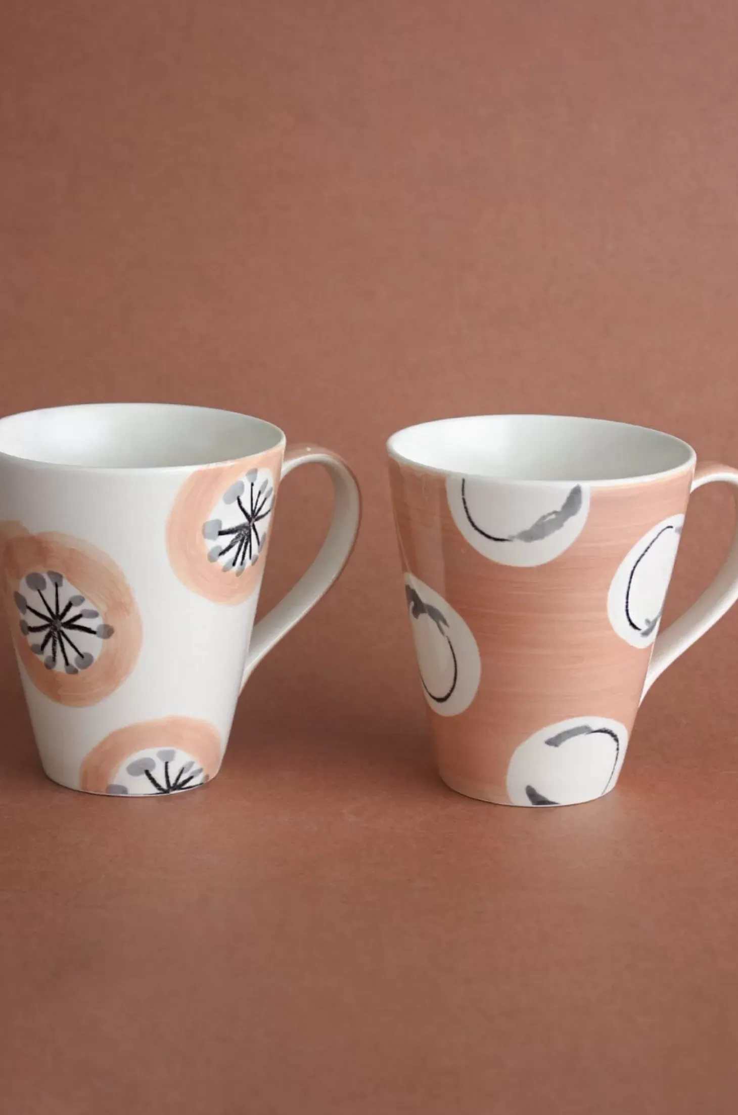 Persimmon Handpainted Ceramic Mugs - Set Of 2