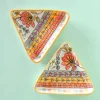 Pink Horizon Handpainted Triangular Platter - Set Of 2