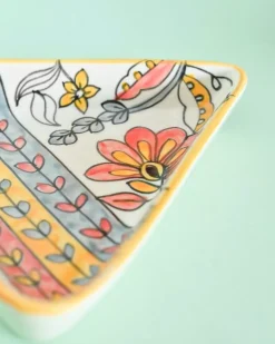 Pink Horizon Handpainted Triangular Platter - Set Of 2