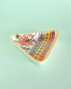 Pink Horizon Handpainted Triangular Platter - Set Of 2