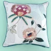 Pink Petals Embroidered Cushion Cover