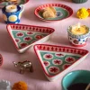 Poppies & Play Handpainted Triangular Plates - Set Of 2