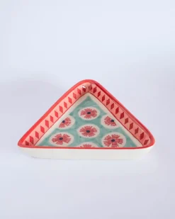 Poppies & Play Handpainted Triangular Plates - Set Of 2