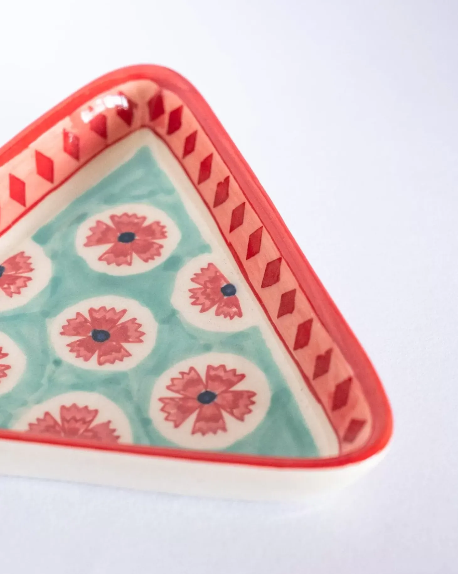 Poppies & Play Handpainted Triangular Plates - Set Of 2