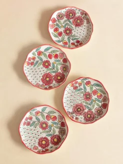 Poppy Petals Handpainted Dessert Plates - Set Of 4