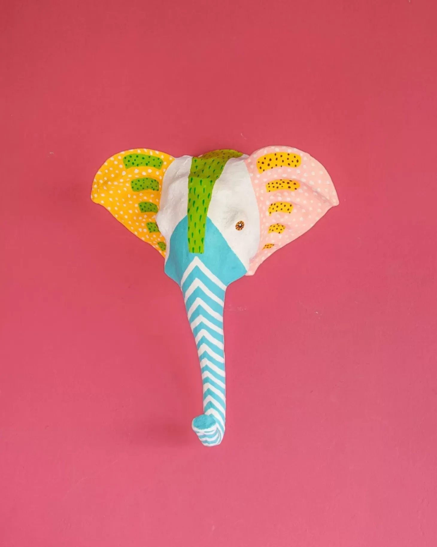 Psychedelic Ellie Handpainted Paper Mache Wall Decor Head