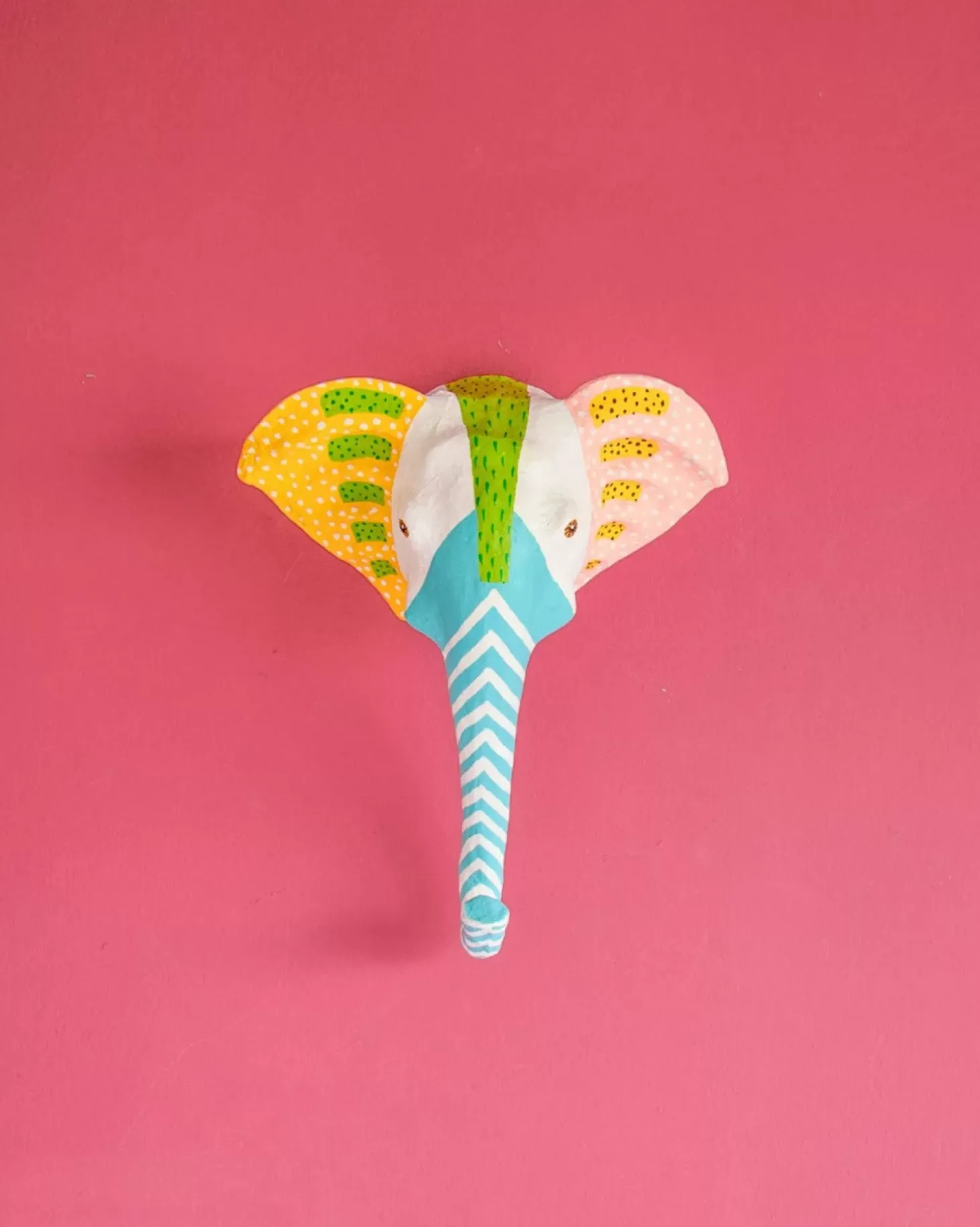 Psychedelic Ellie Handpainted Paper Mache Wall Decor Head