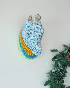 Psychedelic Unicorn Handpainted Paper Mache Wall Decor Head