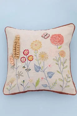 Ranunculus Embroidered Cushion Cover