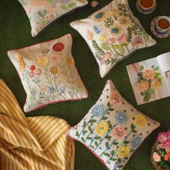 Ranunculus Embroidered Cushion Cover
