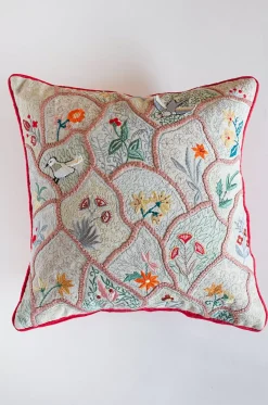 Roses Are Red Embroidered Cushion Cover