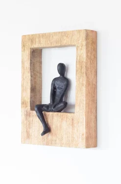 Sitting Man Wood & Metal Wall Decor Frame