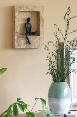 Sitting Man Wood & Metal Wall Decor Frame