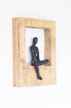 Sitting Man Wood & Metal Wall Decor Frame