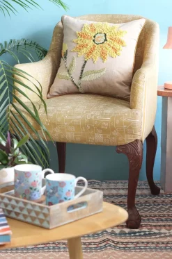 Sunflower Fields Embroidered Cushion Cover