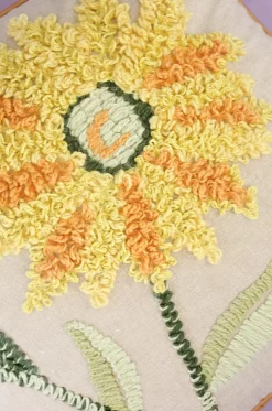 Sunflower Fields Embroidered Cushion Cover